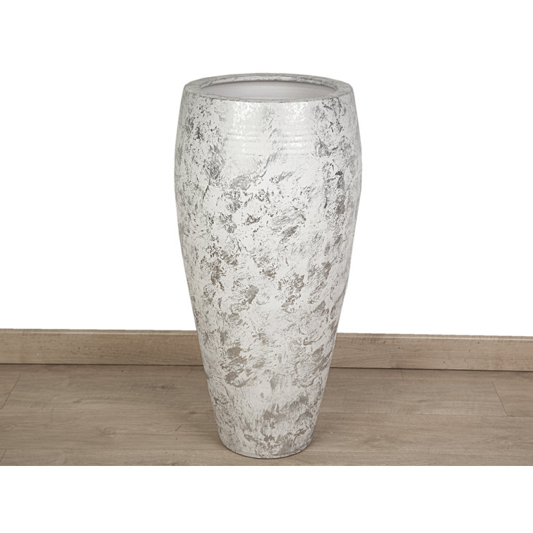 Ivy Bronx Silver White Ceramic Vase Table Vase silver Ceramic Wayfair